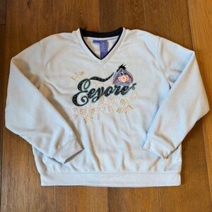 VINTAGE 90s Disney Eeyore Blue Fleece Pullover Crewneck Sweatshirt, XL